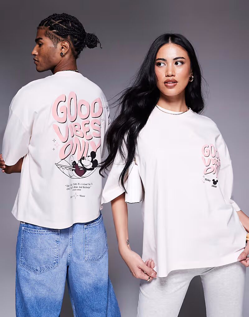 

Футболка унисекс оверсайз ASOS DESIGN Disney с принтом Микки Мауса белого цвета, Белый, Футболка унисекс оверсайз ASOS DESIGN Disney с принтом Микки Мауса белого цвета