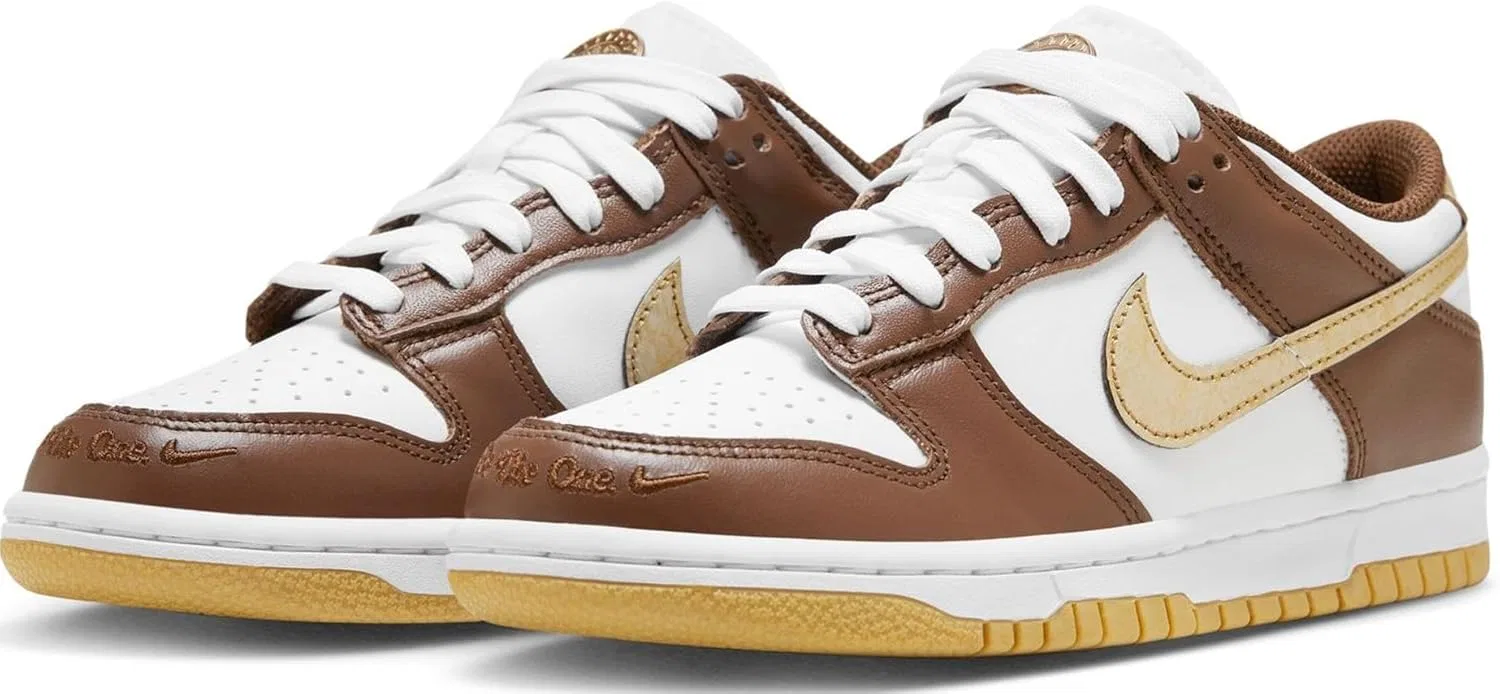 Детские кроссовки Nike Dunk Low, White/Metallic Gold-White — фото 3