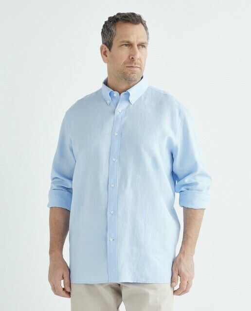 

Мужская льняная спортивная рубашка классического кроя больших размеров Emidio Tucci, светло-синий