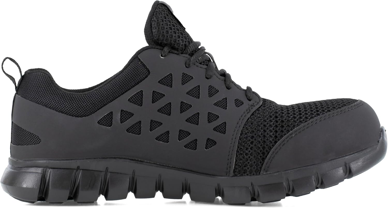 Мужские рабочие туфли Reebok Work Sublite Cushion с противоскользящей подошвой и композитным защищенным носком - черные, черный — фото 3