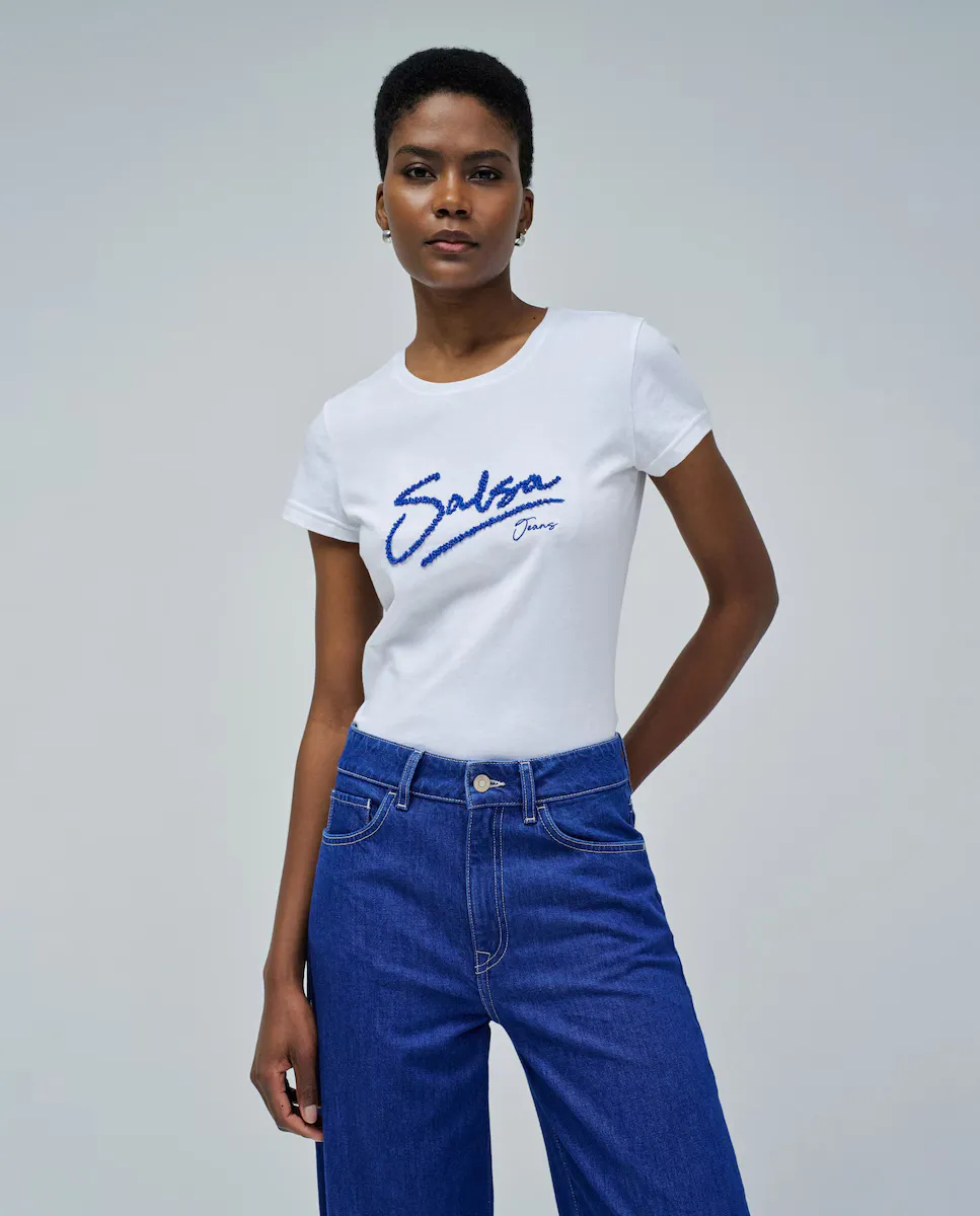 

Женская хлопковая футболка с логотипом Salsa Jeans, белый