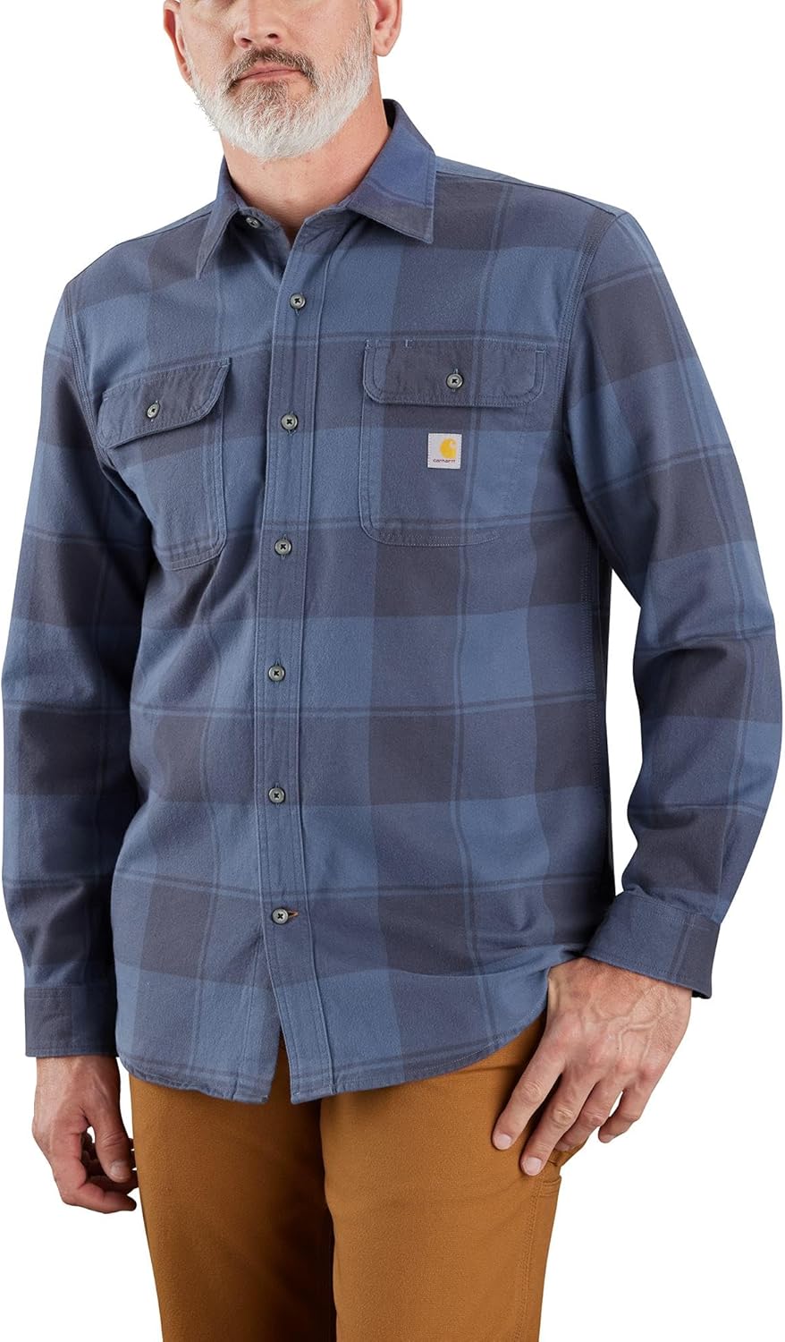 

Carhartt мужская 105947 свободного покроя тяжелая фланелевая рубашка с длинным рукавом в клетку, Navy