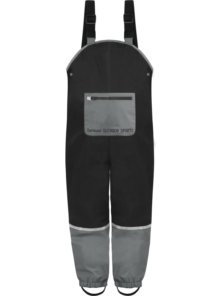 Normani Outdoor Sports Детские непромокаемые штаны на подтяжках, Waller, черного цвета