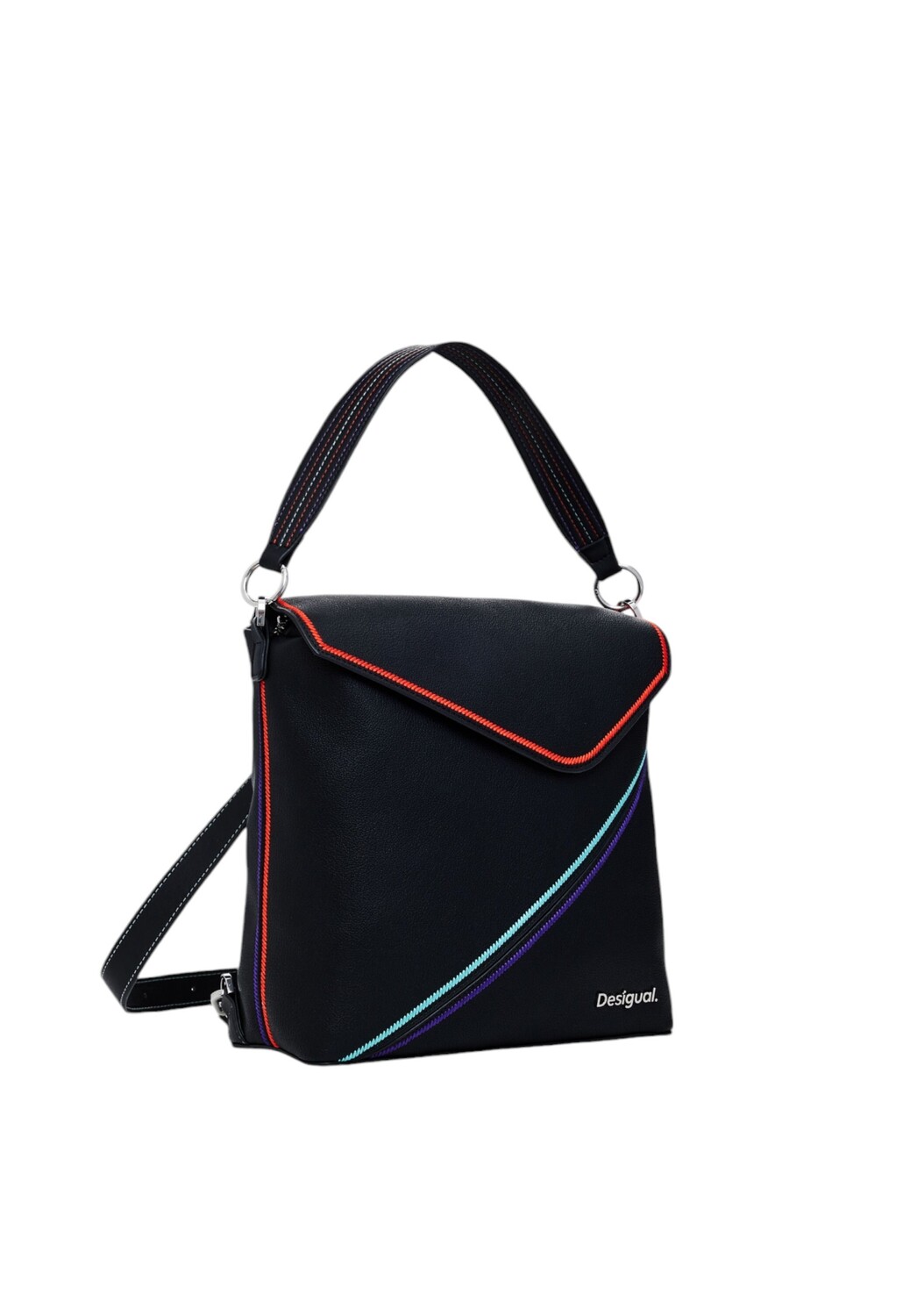 

Сумка Desigual с цветными полосами, черный