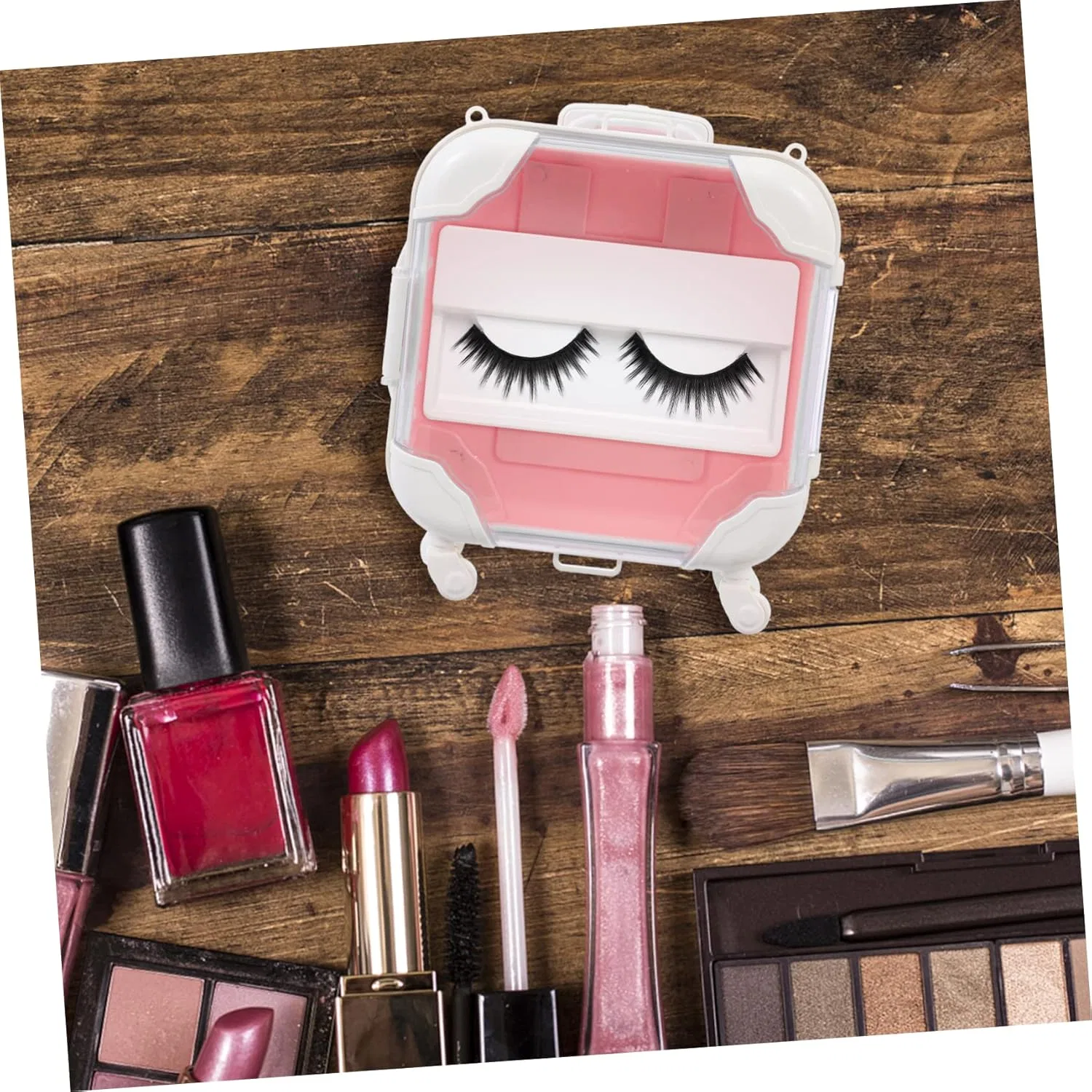Косметичка для ресниц прозрачная розовая No brand 14.5x13 см — фото 3