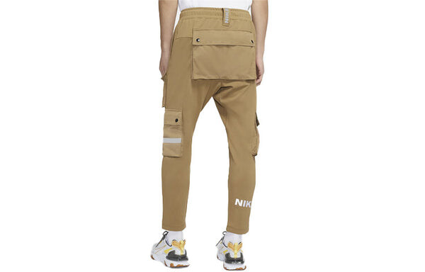 Брюки sportswear city made multiple pockets reflective logo knit casual pants brown Nike, коричневый — фото 2