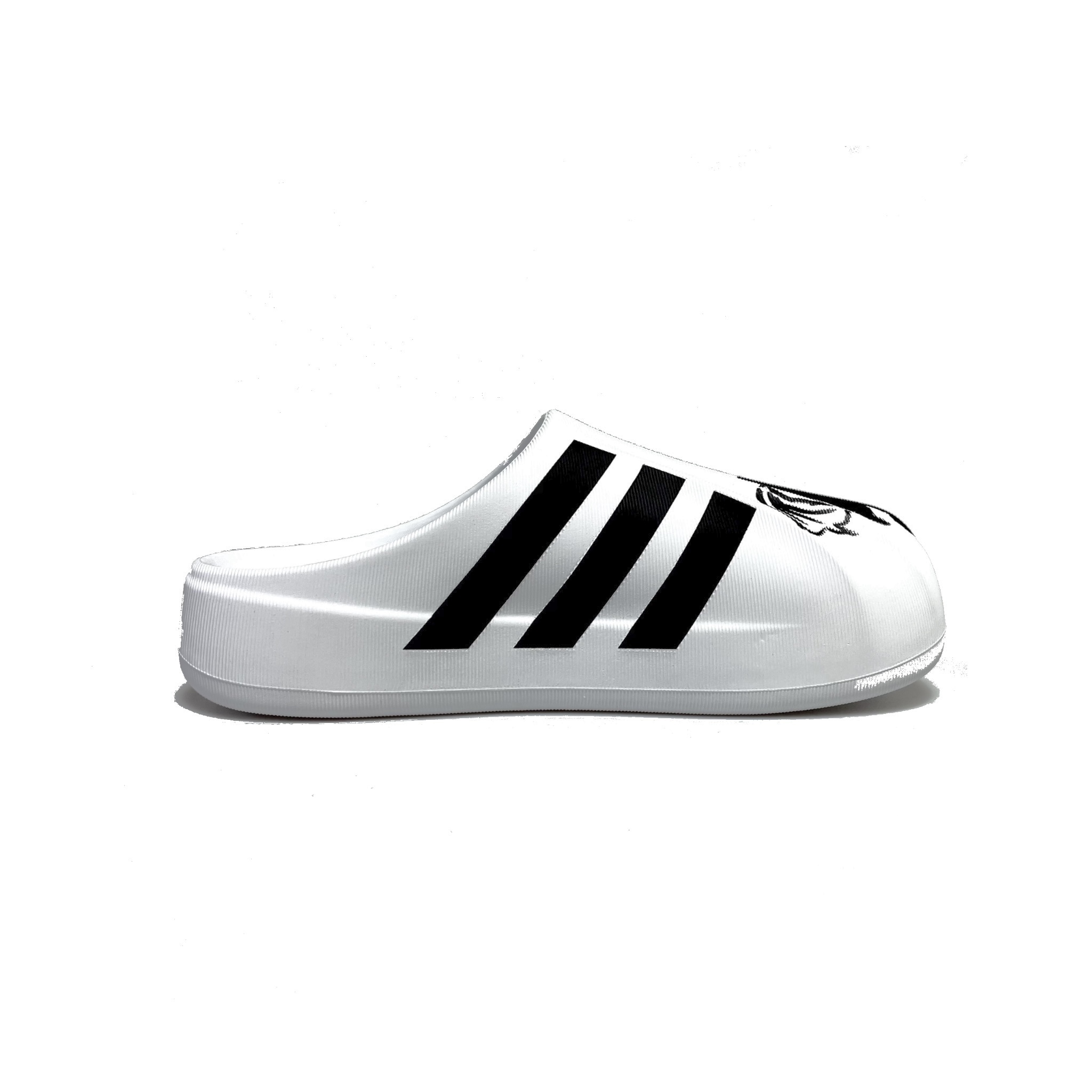 Adidas Originals Граффити устойчивые к запаху износостойкие противоскользящие тапочки с закрытым носком унисекс черно-белые, цвет Black White — фото 3