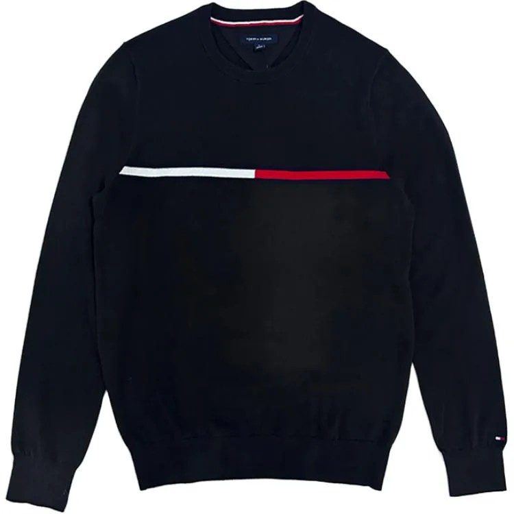 Tommy Hilfiger Тонкий черный свитер с круглым вырезом