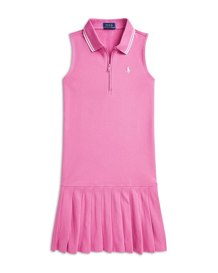 

Платье-поло из эластичной сетки с плиссировкой для девочек - Big Kid Ralph Lauren, розовый