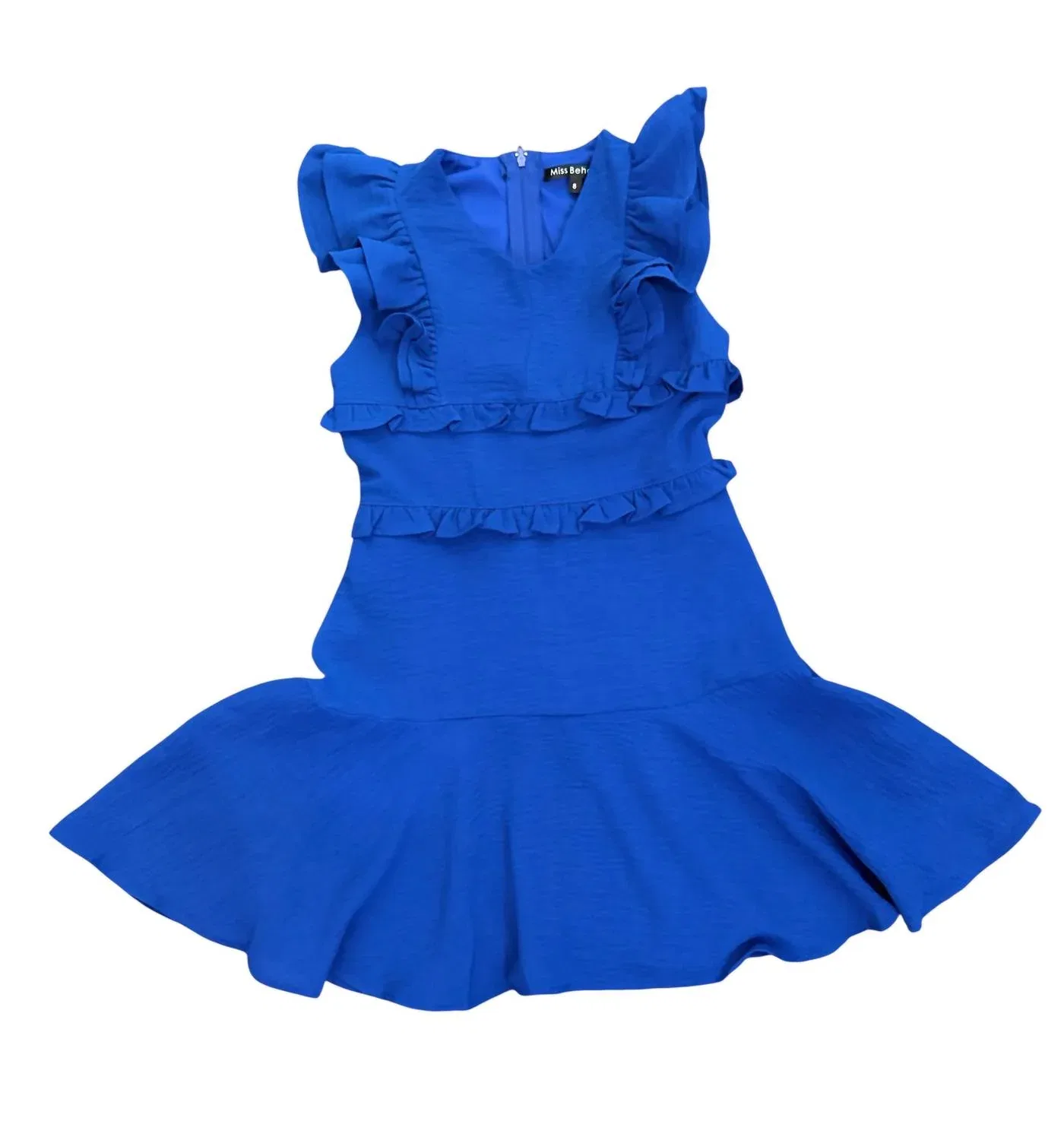 MISS BEHAVE GIRLS Платье Lilith с V-образным вырезом и оборками, синее — фото 4