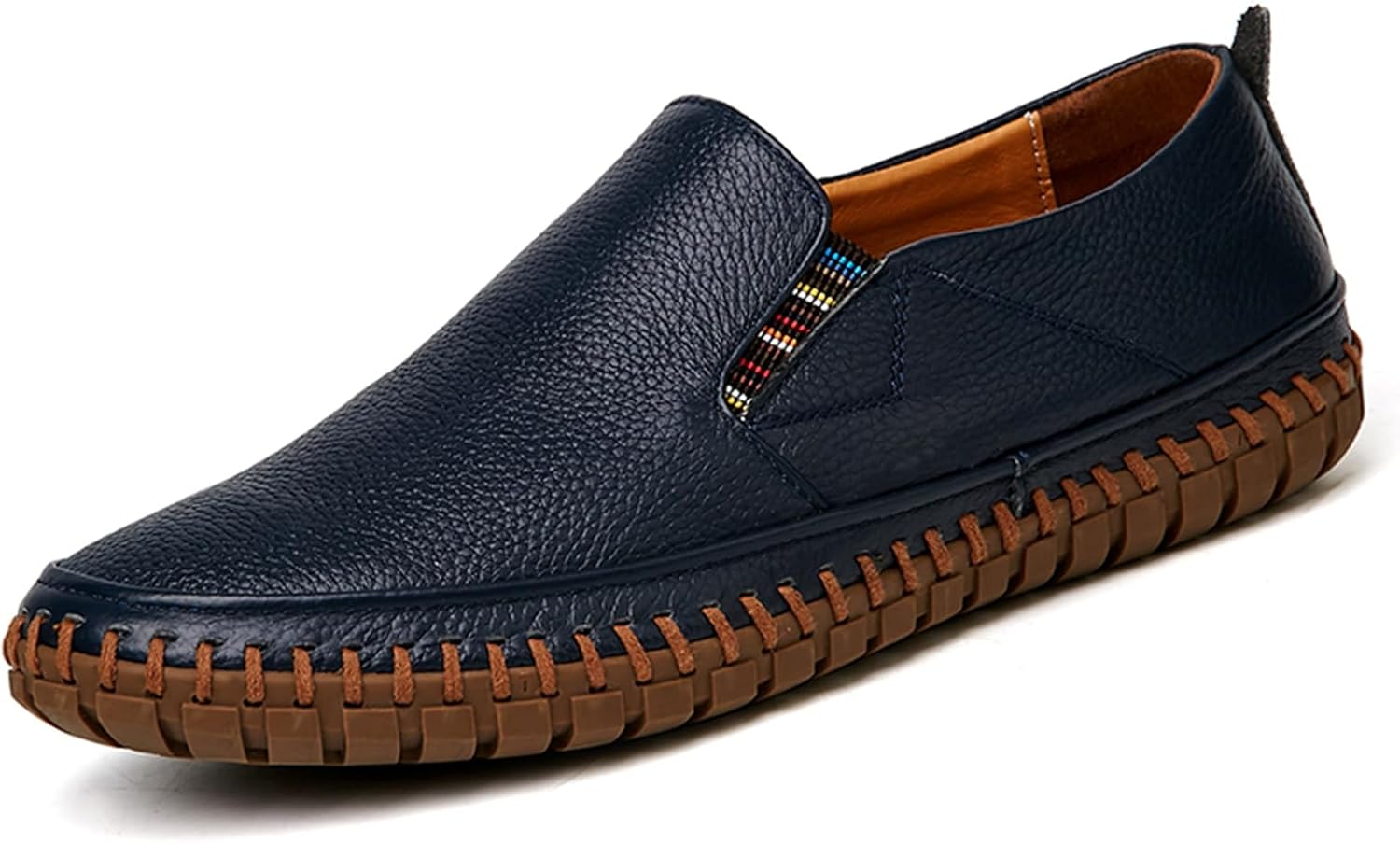 

Мужские мокасины Abborora из натуральной кожи, ручная работа, слипоны для вождения, мягкие туфли на плоской подошве, повседневная обувь для мужчин, синий