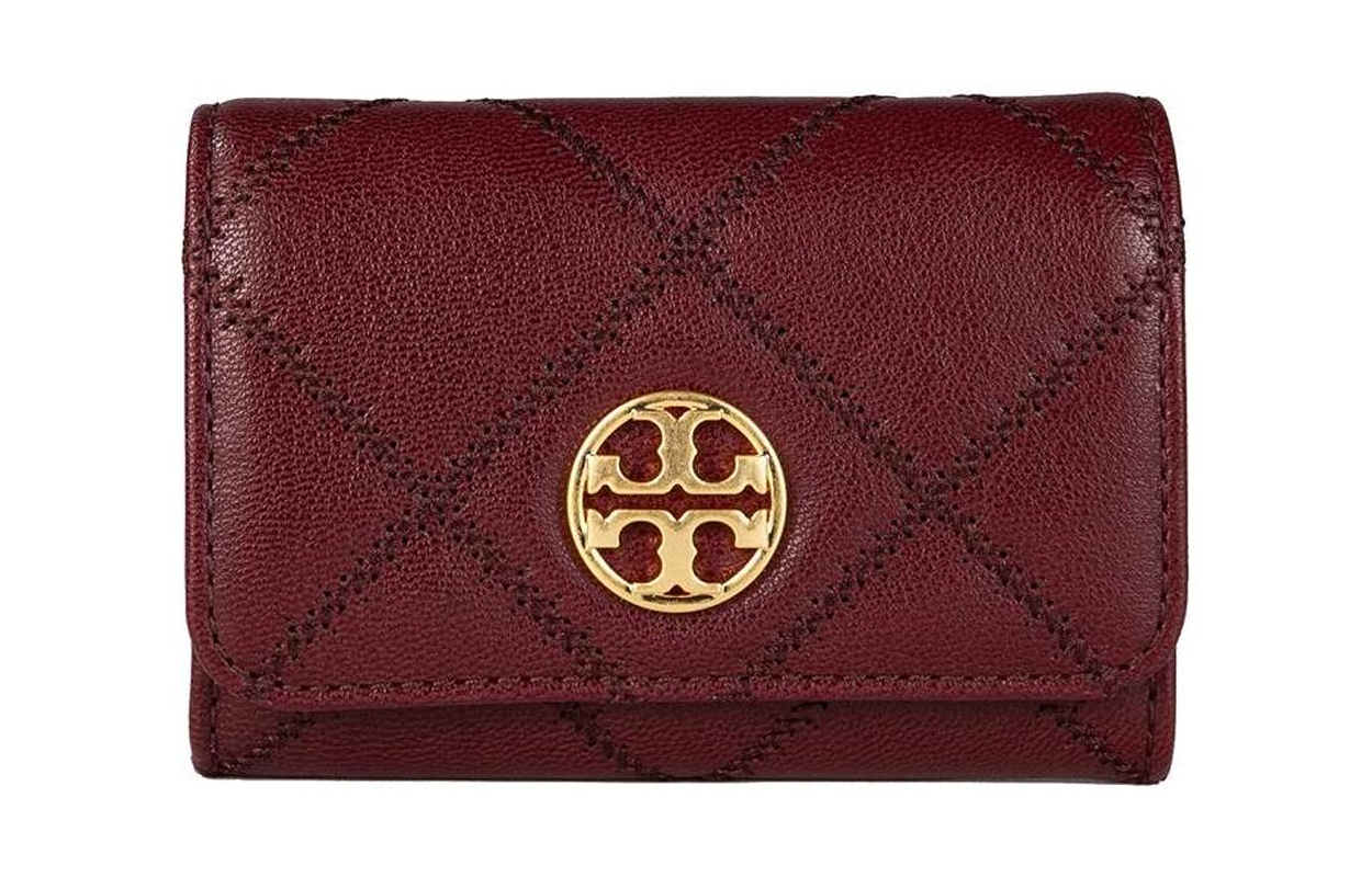 

Кожаный кошелек для визиток TB-Willa, классический, женский, бордовый TORY BURCH