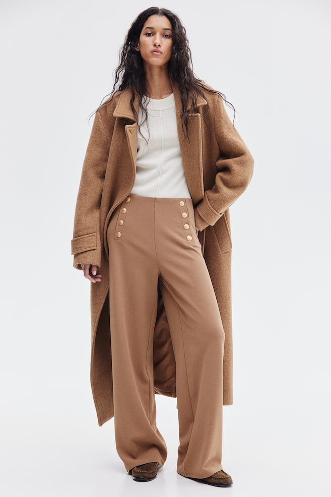 

Брюки с пуговицами H&M, бежевый