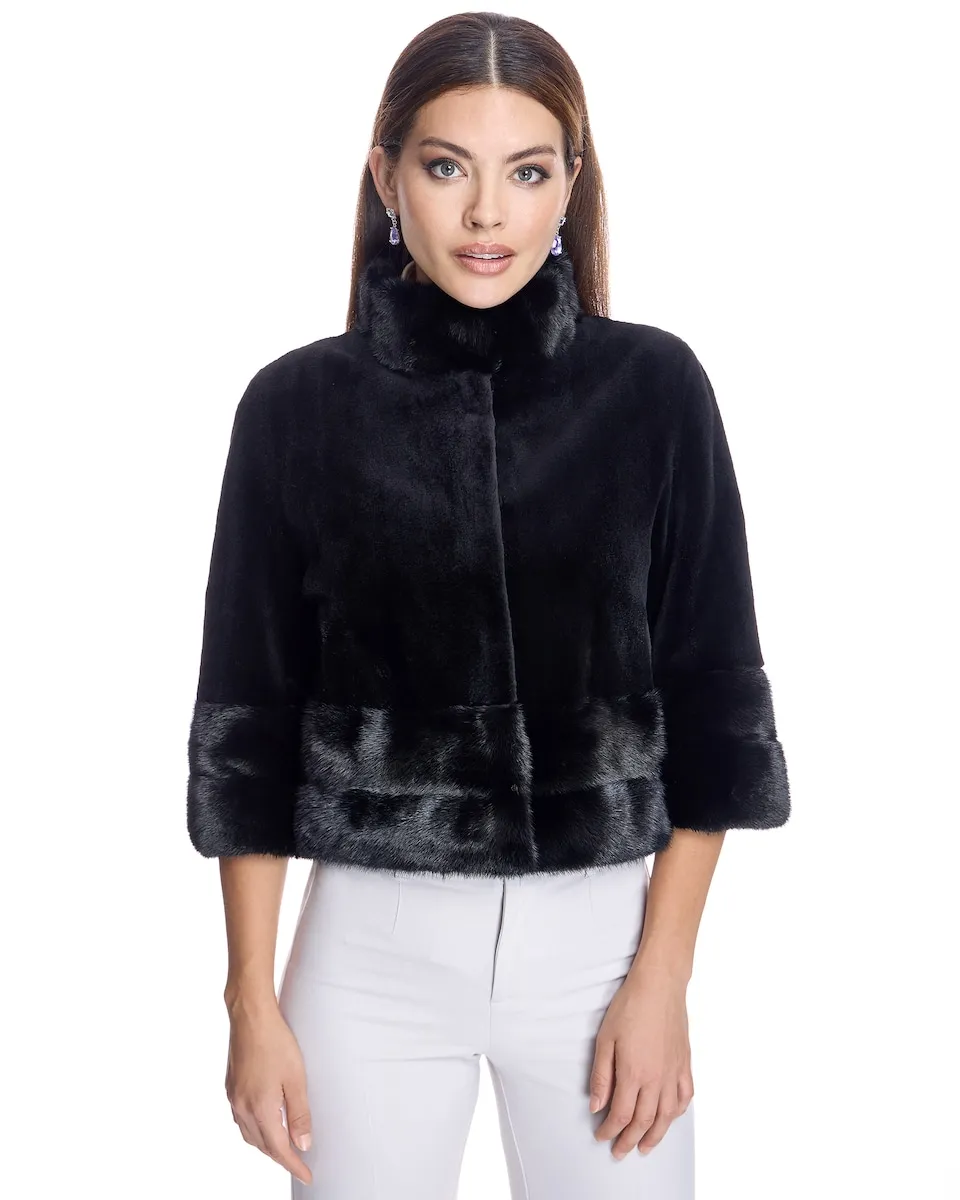 

Женская норковая шуба с высоким воротником Maximilian, черный