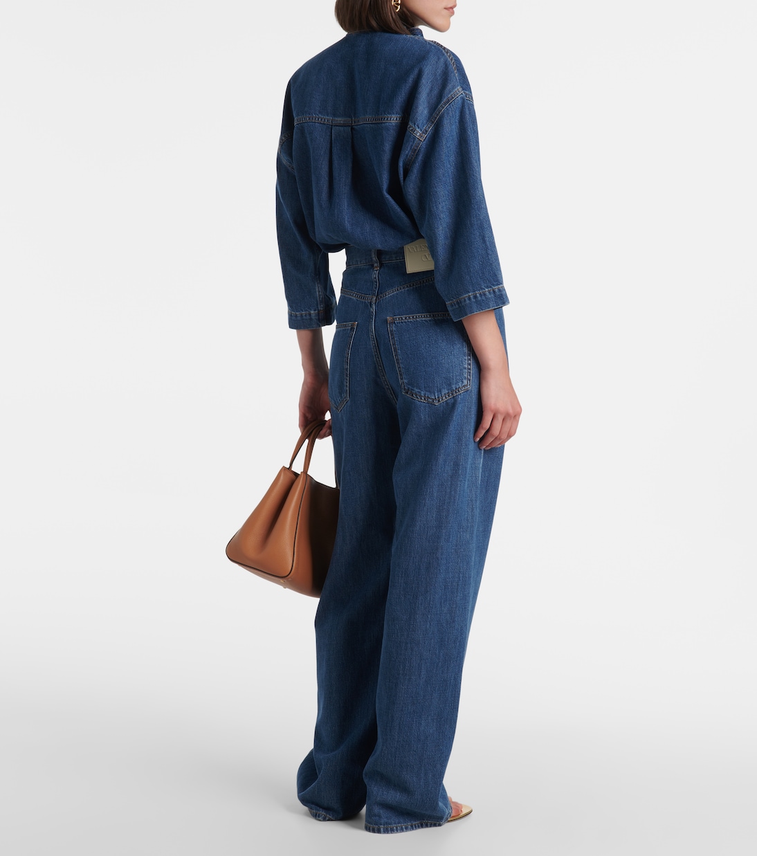Джинсы с высокой посадкой и широкими штанинами Valentino, Medium Blue Denim — фото 3