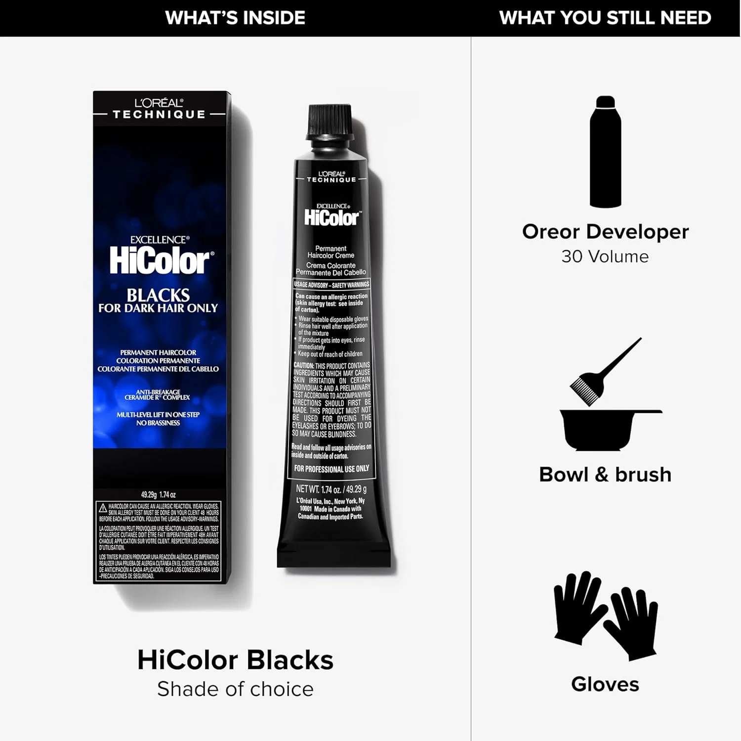 Стойкая краска для волос «Excel HICOLOR H22 Black Sapphire» от Loreal L'Oreal Technique — фото 4