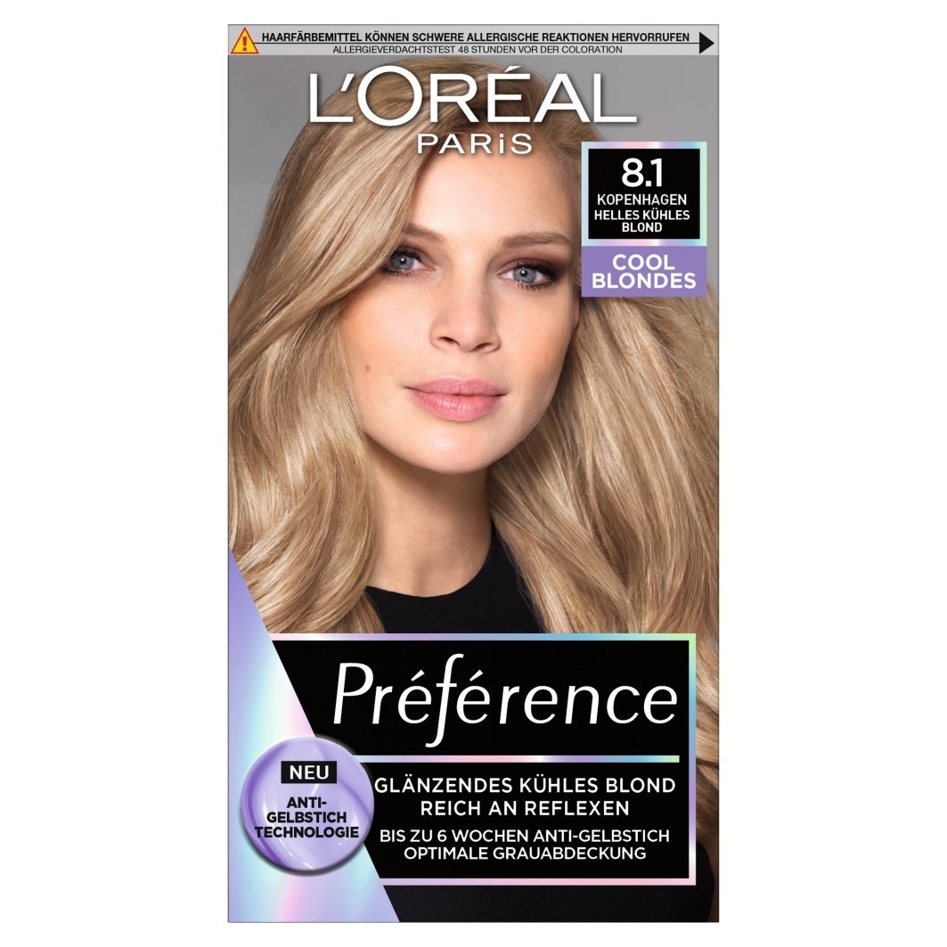 Краска для волос preference cool blondes Loreal Paris, 8.1 - helles kuehles blond, количество 1 шт. — фото 3