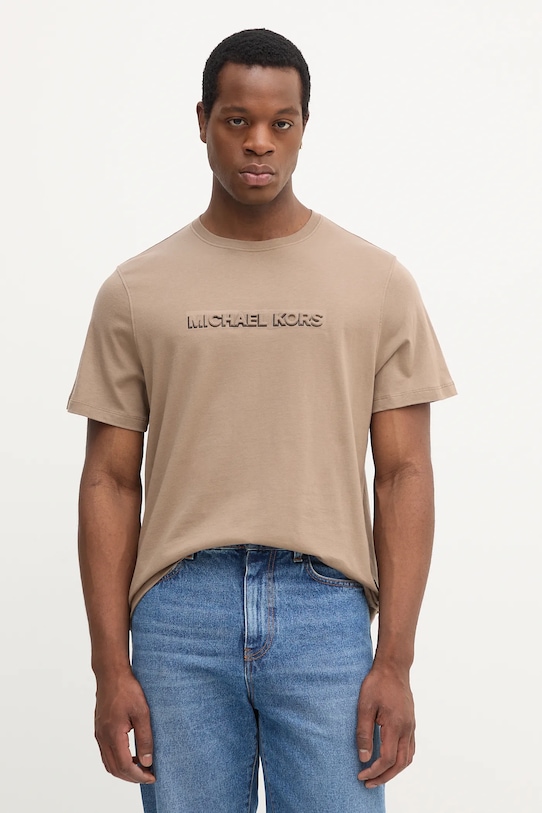 

Хлопковая футболка Michael Kors, бежевый