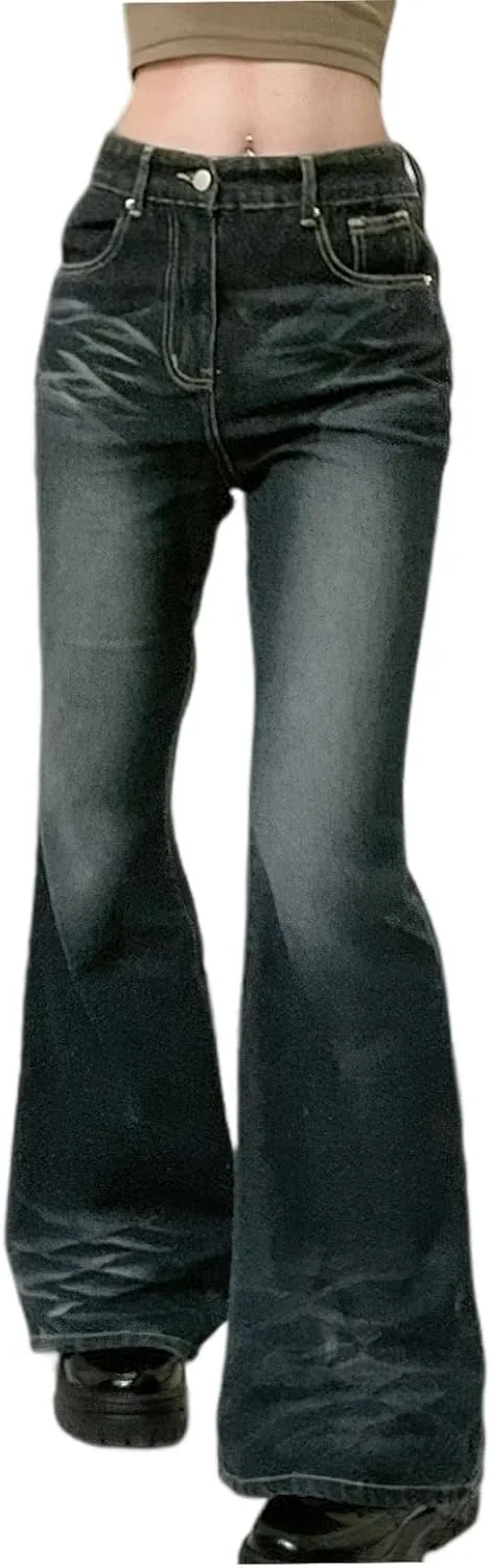 

Джинсы Bell Bottom для женщин Mid Rise Wide Leg с принтом и растяжкой Djeanxa