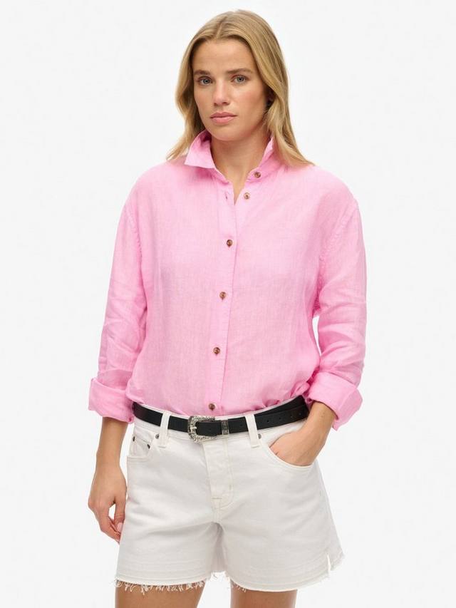 

Повседневная льняная рубашка богатого бойфренда Superdry, цвет Coastal Pink
