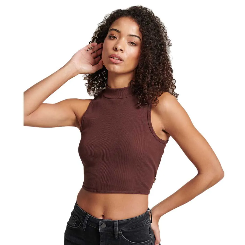 

Футболка Superdry Cropped Mock Neck, коричневый