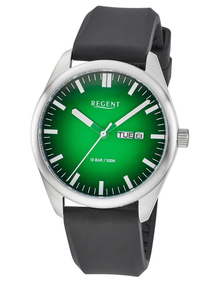 

Regent Мужские часы F-1589, легко читаемый циферблат, нержавеющая сталь/зеленый цвет