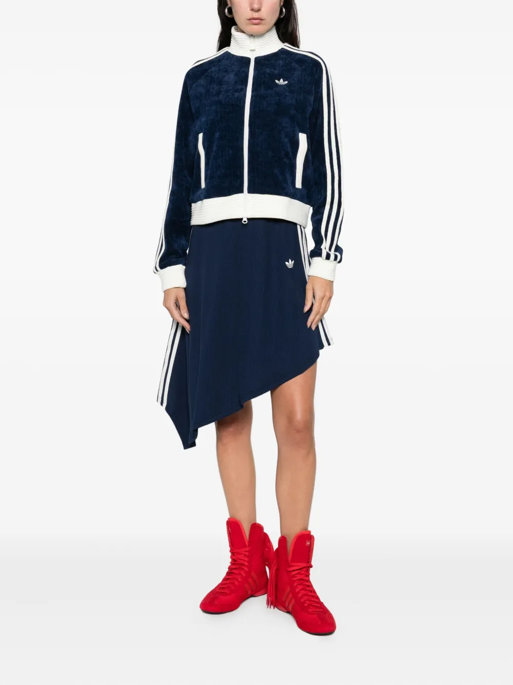 Фактурная юбка миди асимметричного кроя Adidas, синий — фото 2