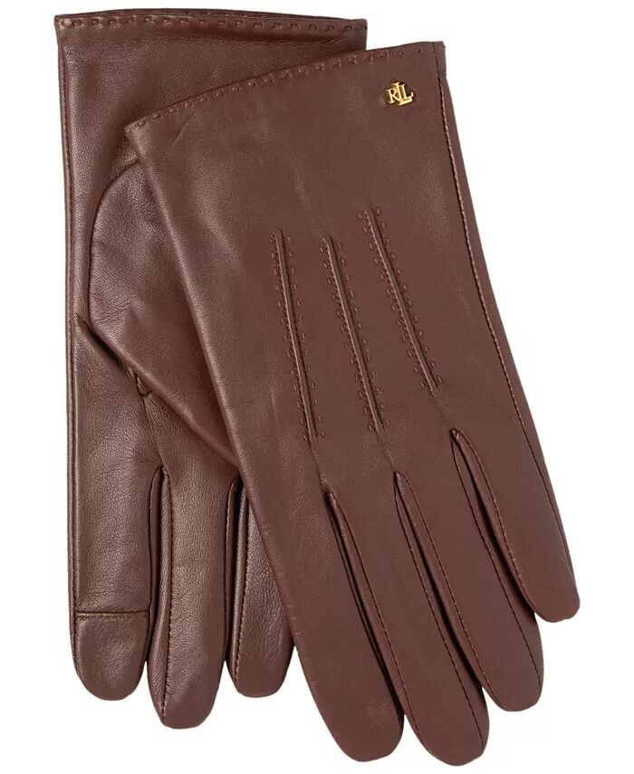 

Кожаные перчатки Pick Stitch Lauren Ralph Lauren, коричневый