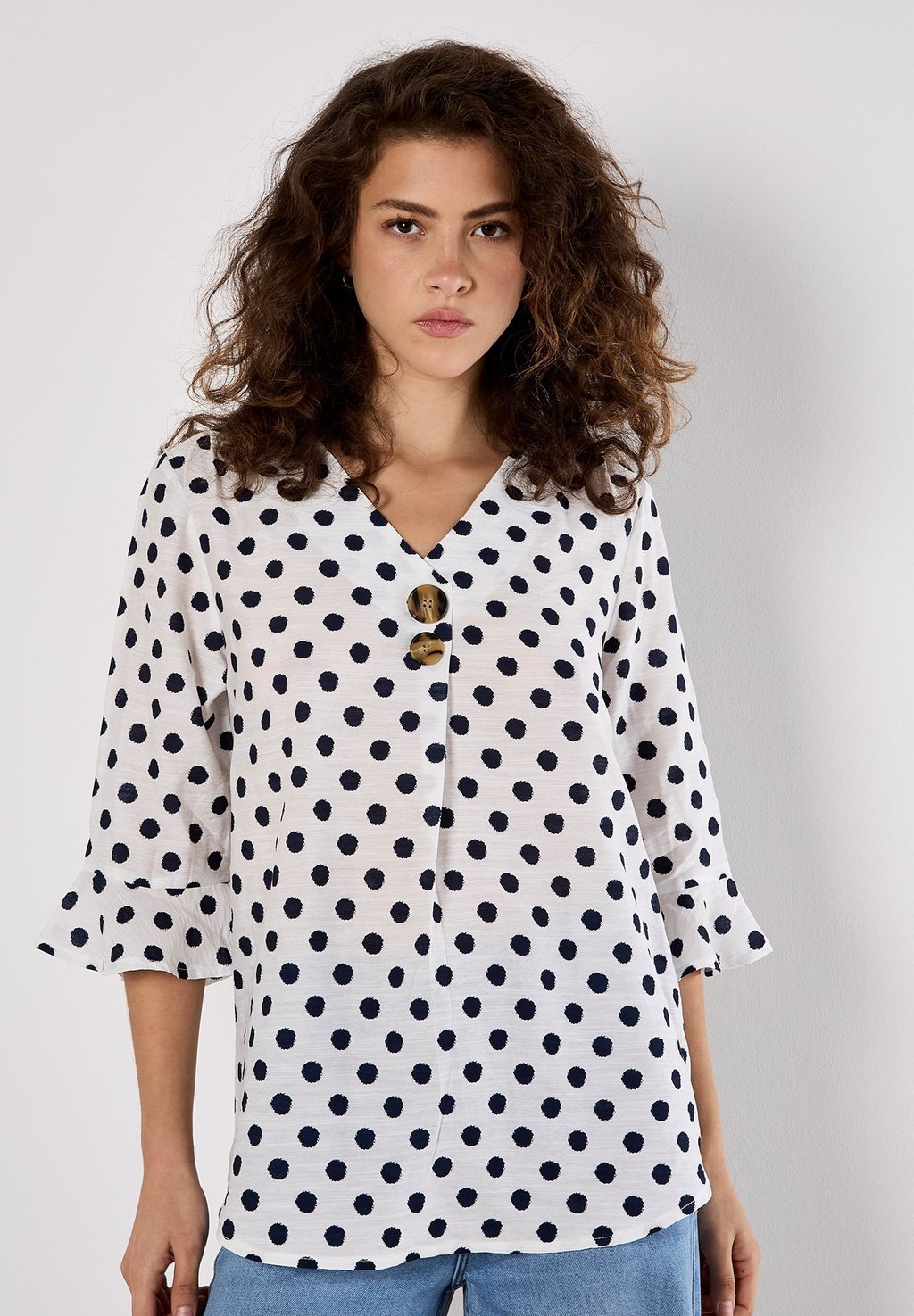 

Туника POLKA DOT BELL SLEEVE Apricot, белый