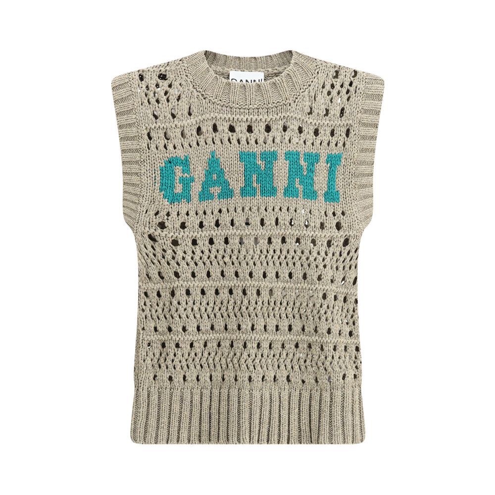 

Вязаный жилет Ganni, бежевый