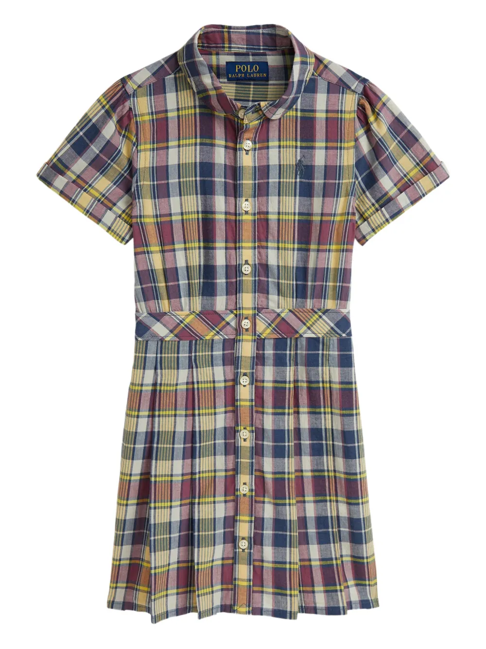 

Клетчатое платье с короткими рукавами POLO RALPH LAUREN KIDS, желтый