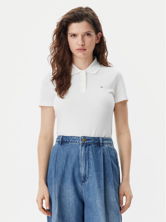 

Рубашка поло облегающего кроя Essential DW0DW20160 Tommy Jeans, белый