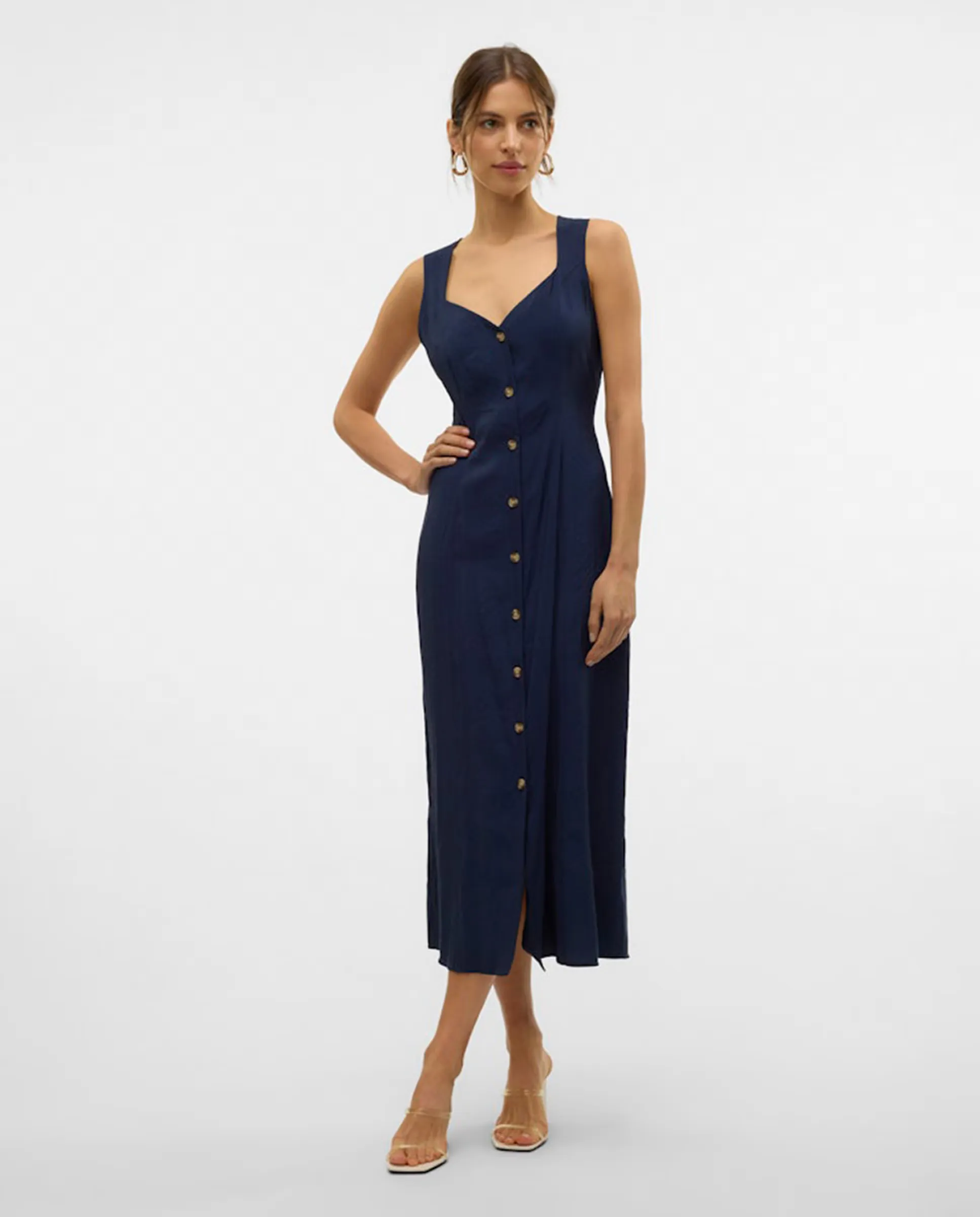 

Платье с вырезом "сердечко" на пуговицах Vero Moda, индиго/синий