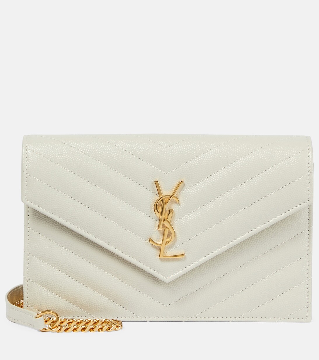 

Кожаный кошелек Cassandre matelassé на цепочке Saint Laurent, белый
