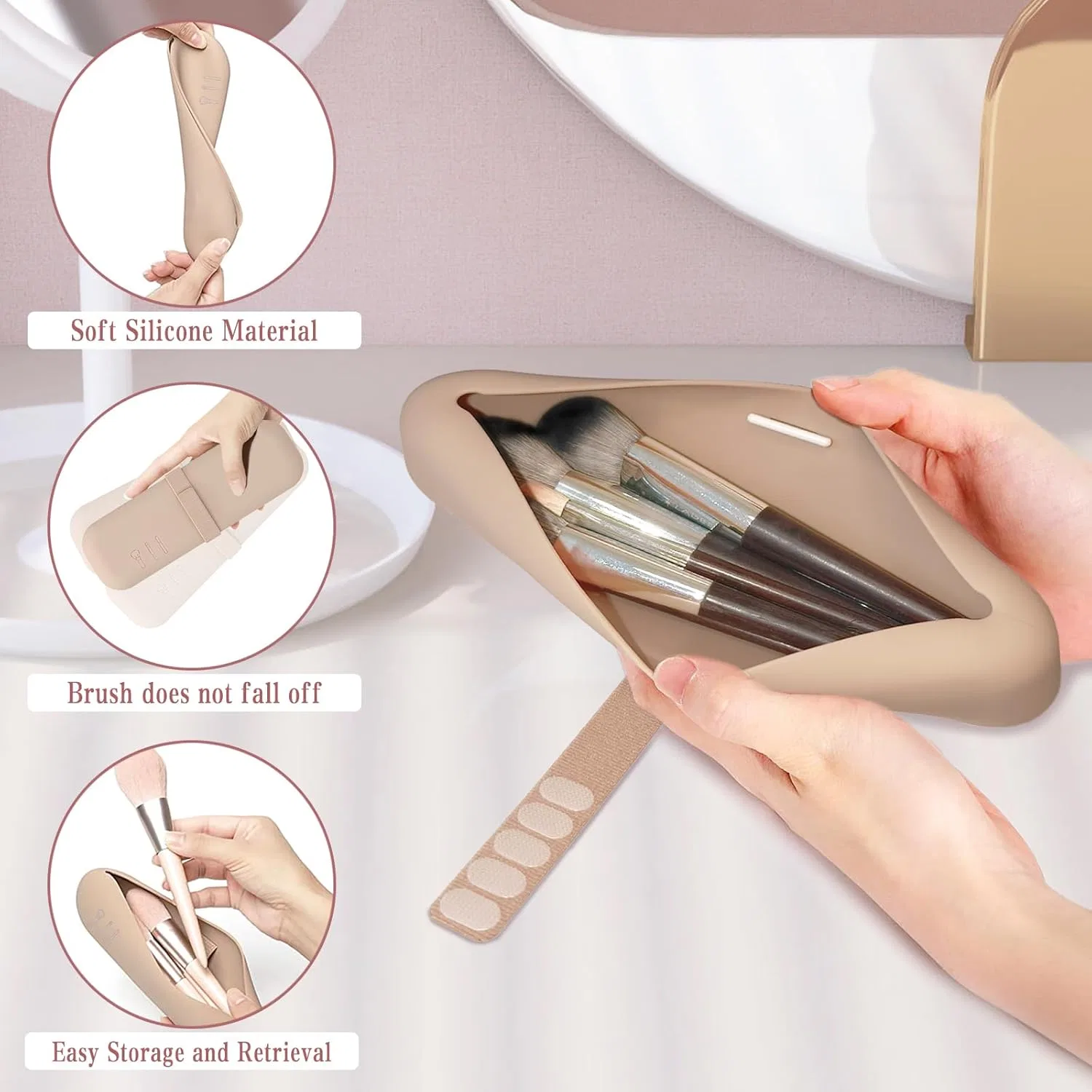 Силиконовая косметичка для путешествий Cosy Living (2 шт.) Cosy Living, Beige — фото 4