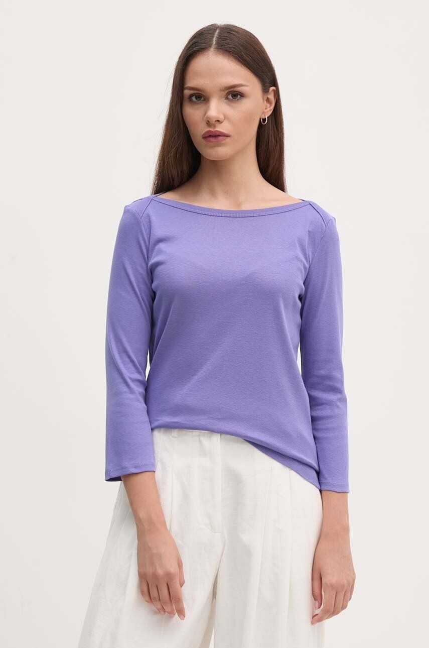 

Хлопковый топ с длинными рукавами United Colors of Benetton, фиолетовый