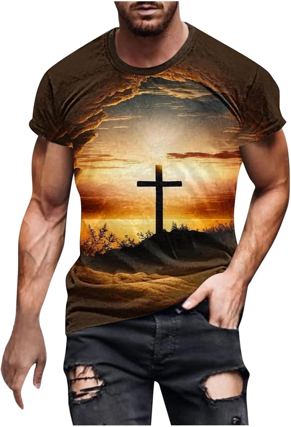 

Футболка с 3D принтом "Иисус на кресте" QUNPIU