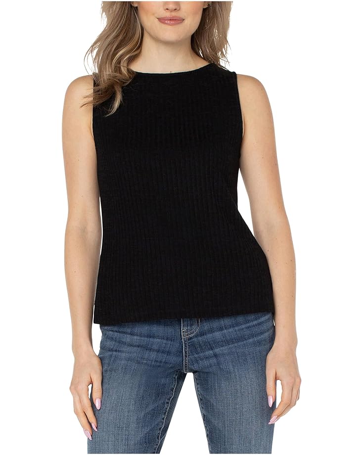 

Топ Liverpool Los Angeles Sleeveless Boat Neck Rib Knit Top, черный