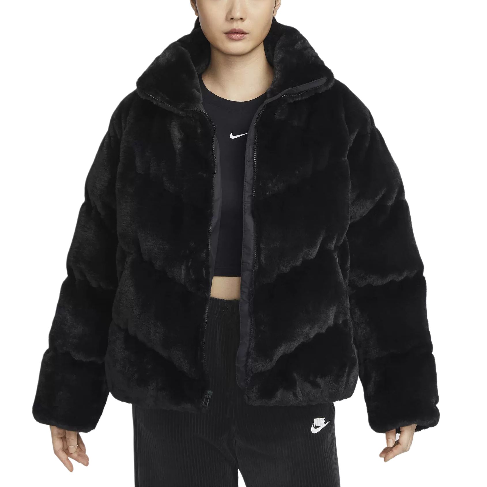 

Nike Искусственная меховая куртка, Black