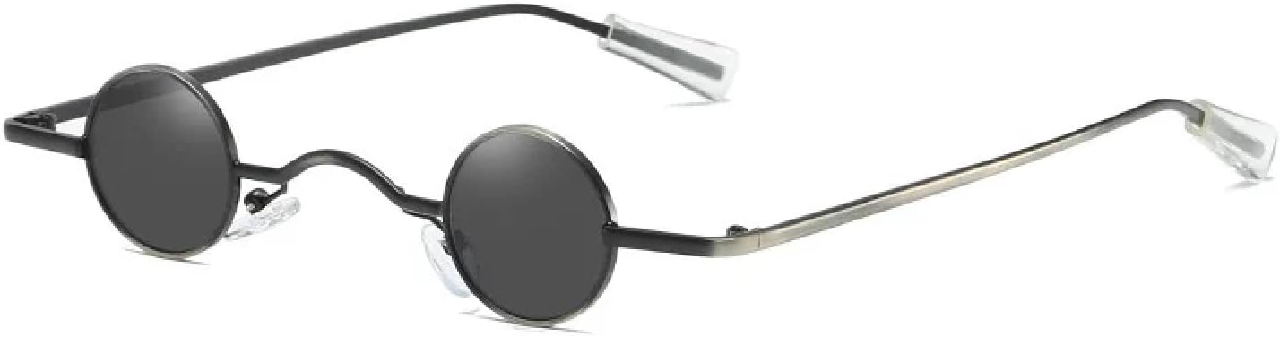 

Винтажные солнцезащитные очки в стиле рок-панк для мужчин, классические, маленькие, круглые, для женщин, с широкой перемычкой, металлической оправой, черными линзами, для вождения TVTBBVV, C1 Black-black