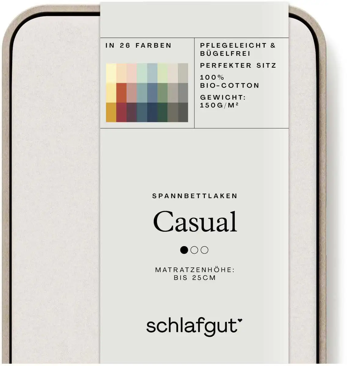 

Schlafgut приталенная простыня "CASUAL и т.п. по размеру. 90х200 120-130х200 см, 1 шт., песочный