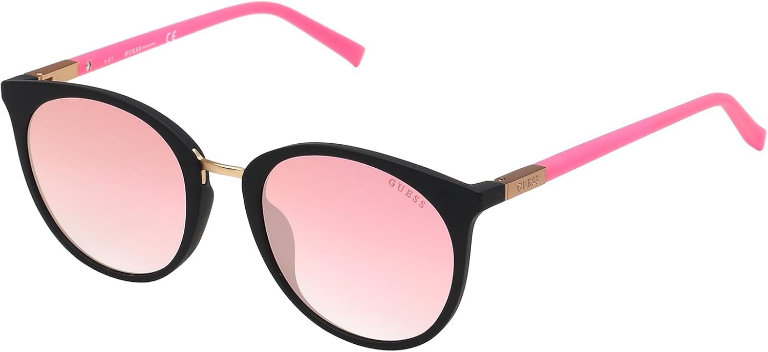 

GUESS Women's Gu3022 круглые солнцезащитные очки, Matte Black & Bordeaux Mirror