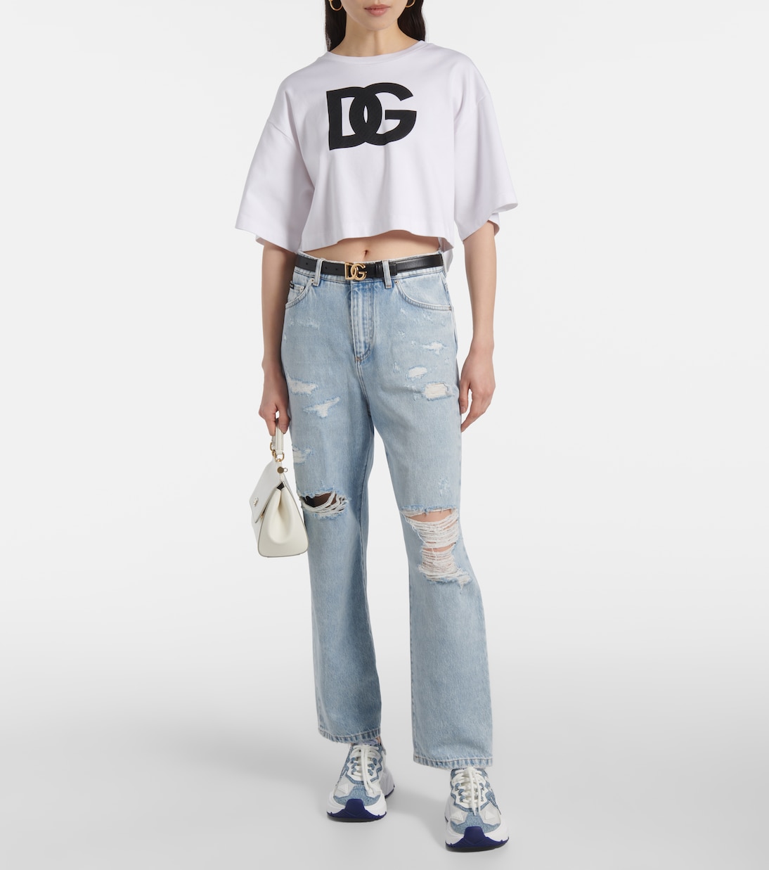 Денимовые кроссовки Daymaster Dolce&Gabbana, Bianco/Panna — фото 3