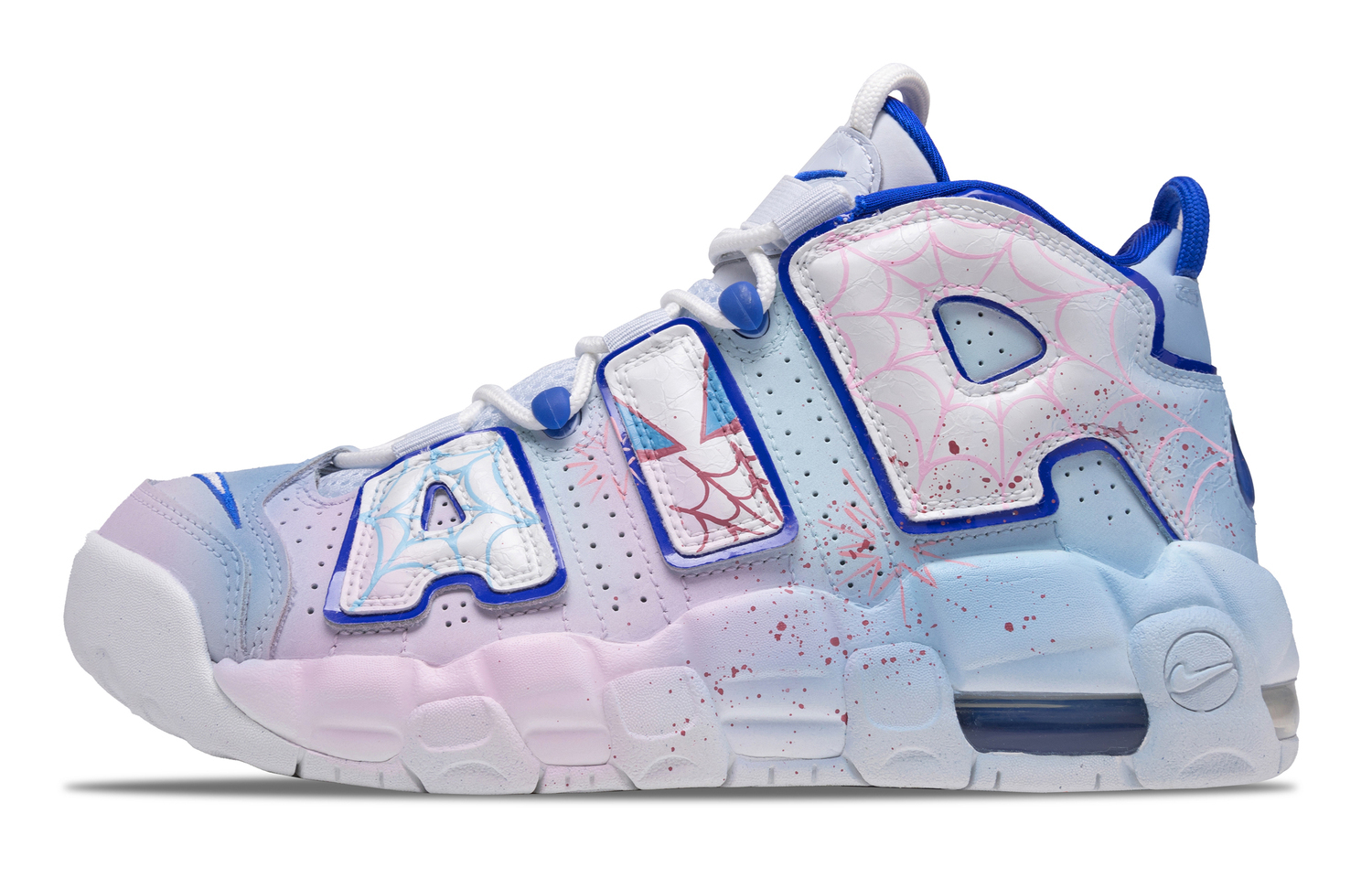 

Nike Air More Uptempo Love In The Universe Амортизирующие Детские Баскетбольные Кроссовки Mid Top Синий Розовый Подростки