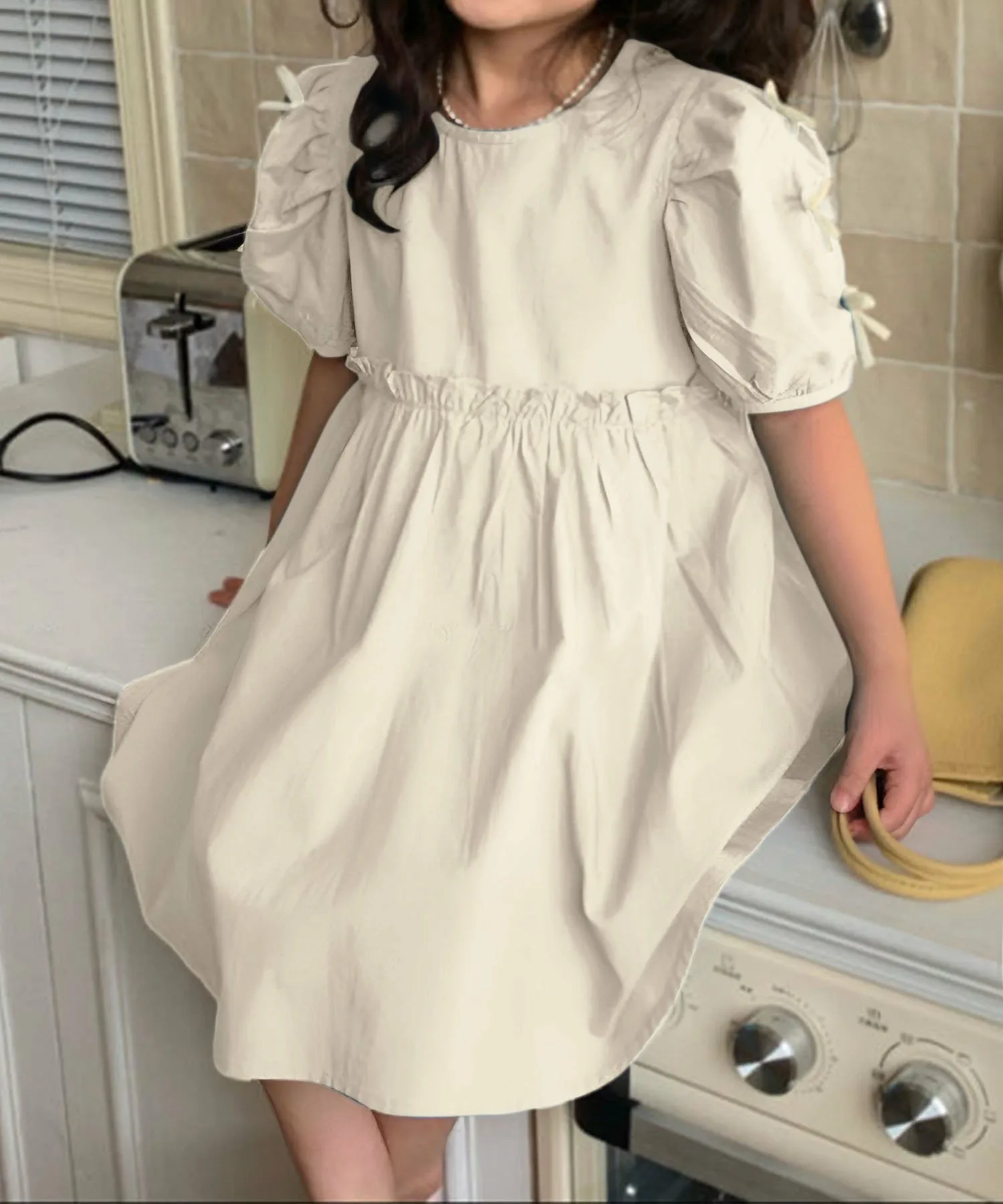 Натуральное платье Aimoha Kids, цвет Light Beige