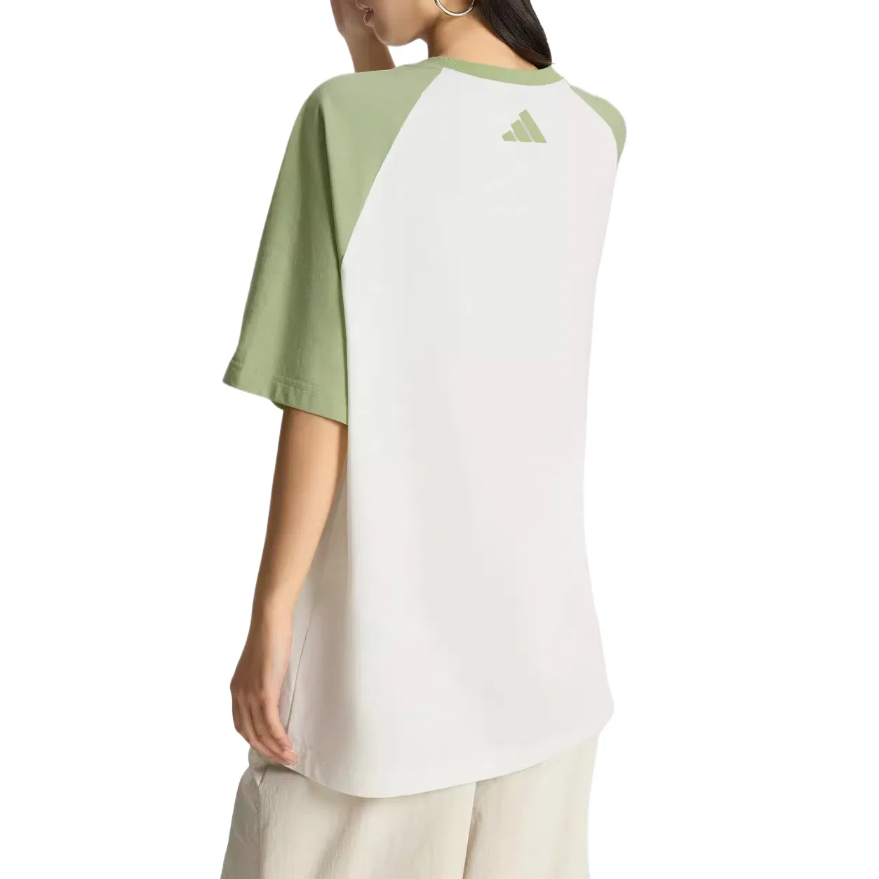 Футболка унисекс Jade White/Mystic Yellow Green с круглым вырезом Adidas — фото 3