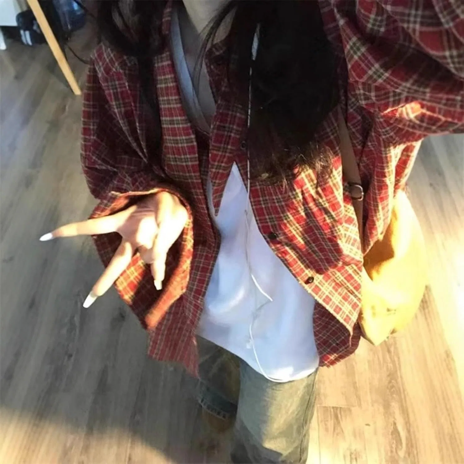 Блуза с длинным рукавом, красная клетка Retro Check Long Sleeve Shirt, красный — фото 4