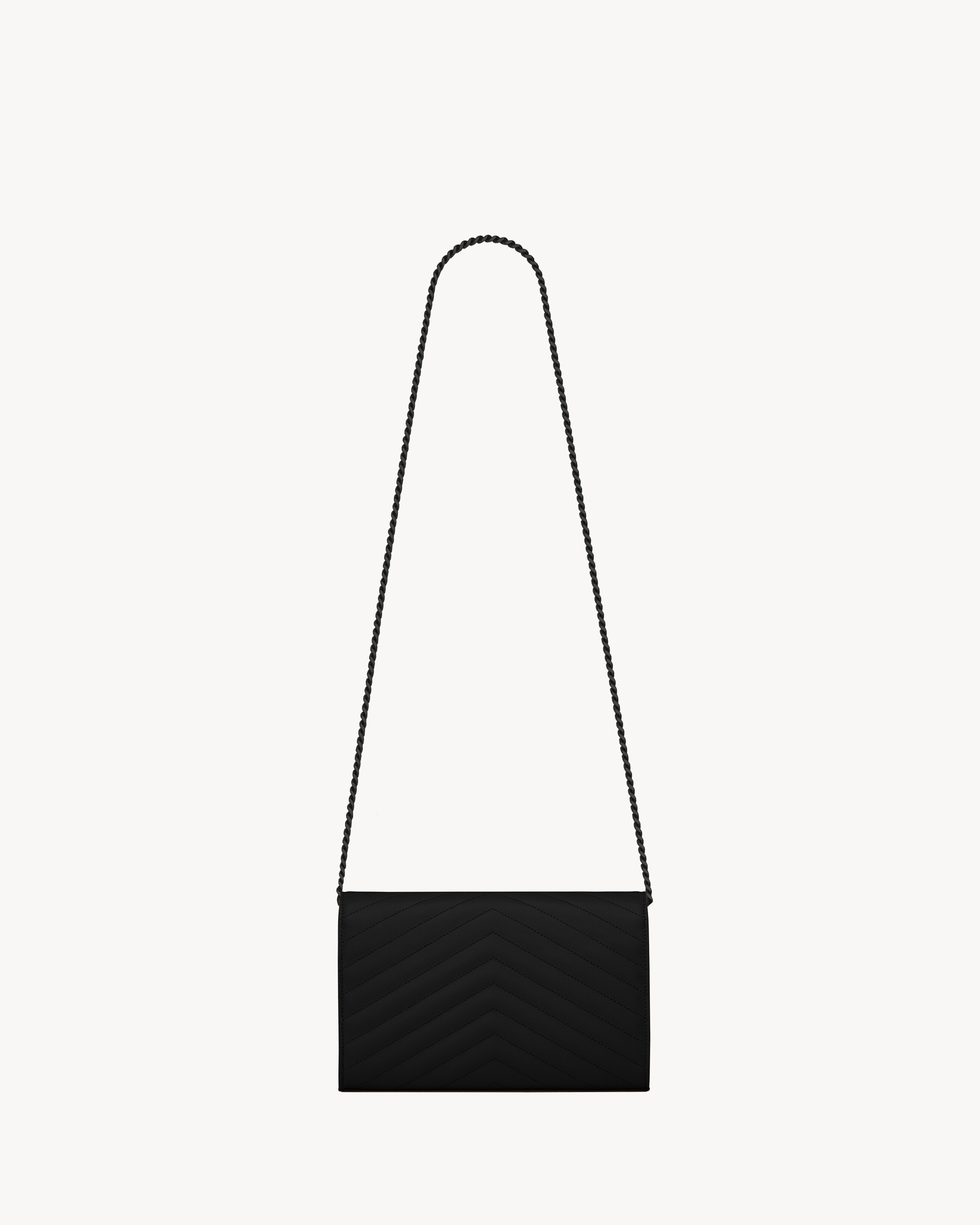 Классический кошелек на цепочке Cassandre из зернистой кожи SAINT LAURENT, черный — фото 3