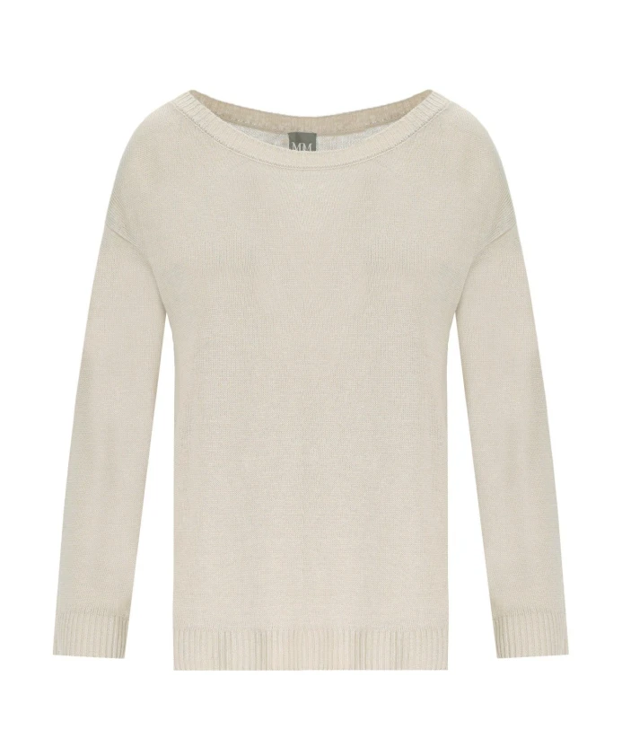 

Бежевый льняной свитер с круглым вырезом в стиле денди Max Mara, бежевый