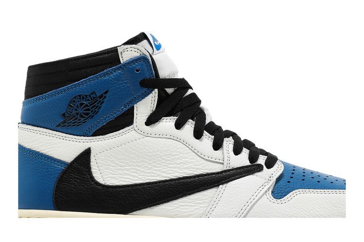Кроссовки Air Jordan Fragment Design x Travis Scott x Air Jordan 1 Retro High Sample, синий — фото 3
